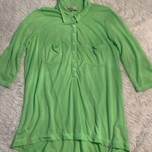 Hollister Co. 3/4 Sleeve Button Down Shirt in Green